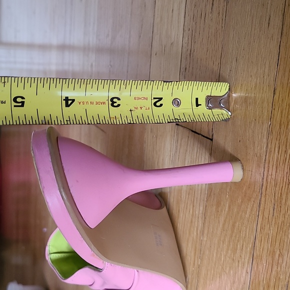 Pink Leather Sandal Mule Heels 10 - Picture 5 of 5